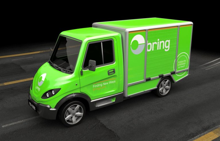 Electric vehicle from Inzile with Bring logo